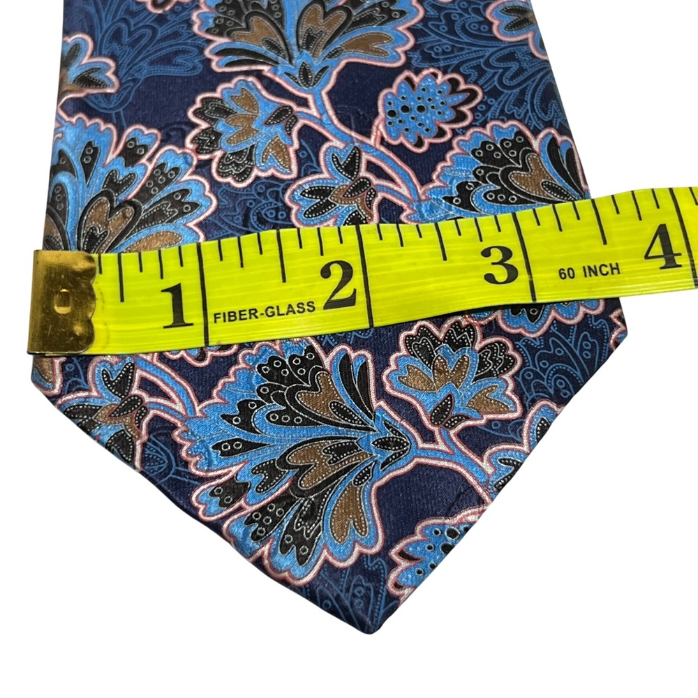 Ermenegildo Zegna Silk Tie Mens  Blue Brown Floral Paisley Made in Italy Luxury - Picture 8 of 9